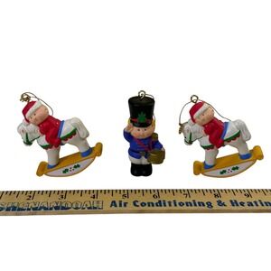 3 Vintage Cabbage Patch Kids Christmas Rocking Horse Toy‎ Solider Ornaments